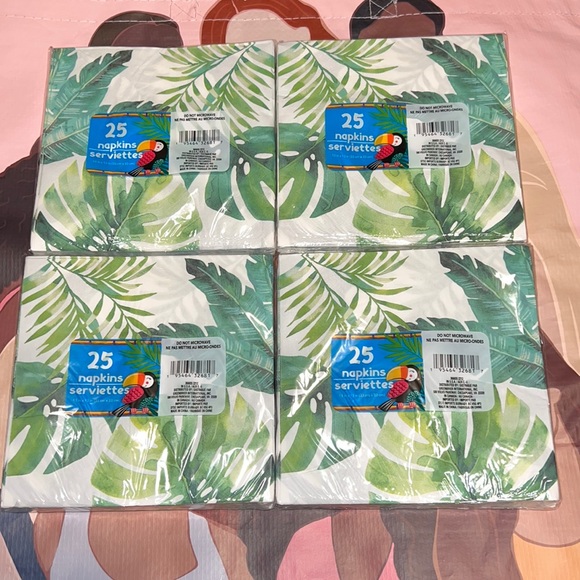 New 100 Count Palm Tropical Luau Green Leaves Themed 2-Ply Paper Napkins, 13IN - Picture 1 of 4